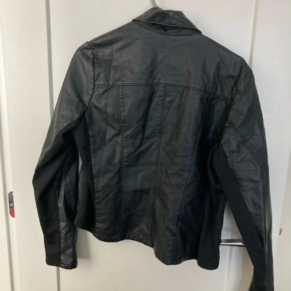 DCASUAL Sz XL Fabric & Vegan Leather Bodice  Open Jacket - Picture 2 of 6